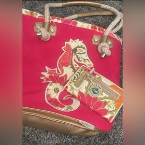 Spartina 449 Vibrant Pink and Gold Tote